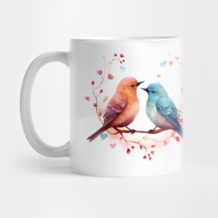 Valentine Kissing Lark Bird Couple Mug